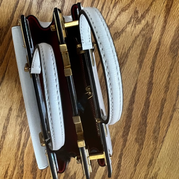 😊SOLD😊 Valentino Garavani White Rocketed Alcove Mini Leather Double Handle Bag - Picture 15 of 16